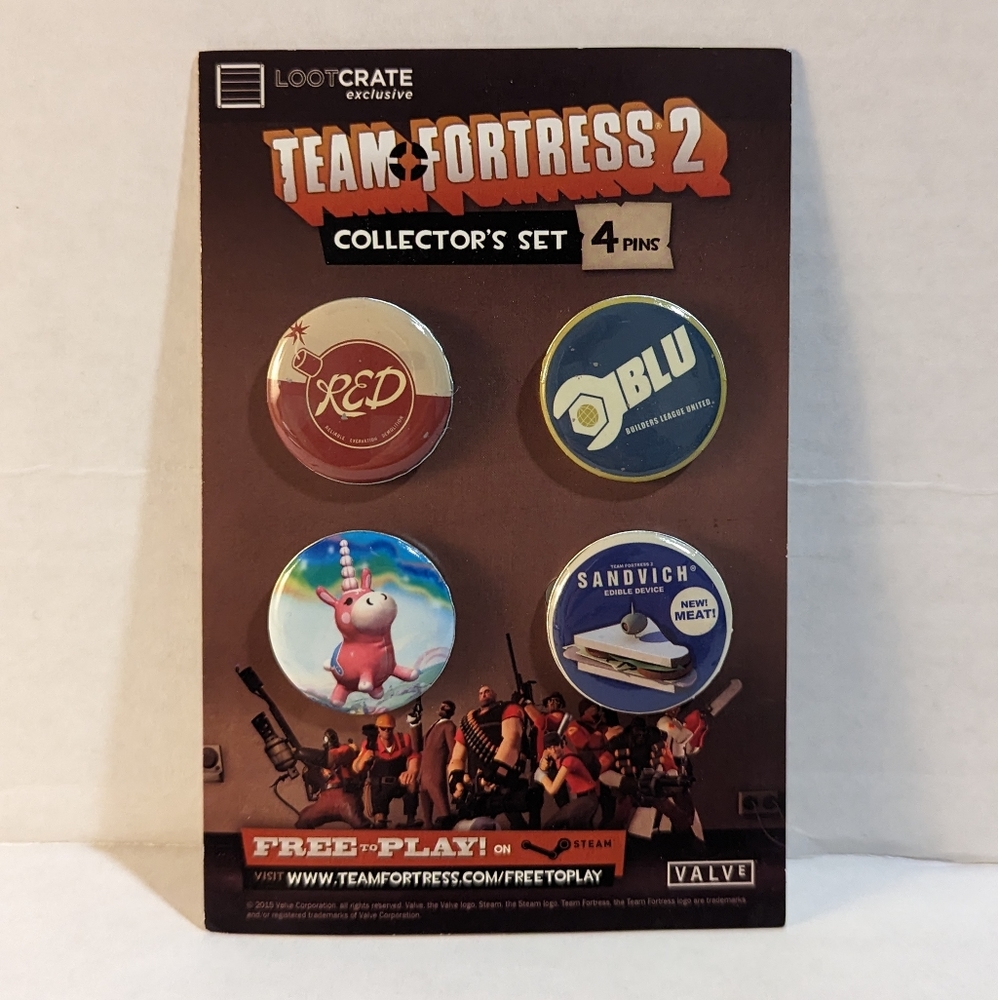 Team Fortress 2 Loot Crate Exclusive Buttons Set of 4 Pins May 2015